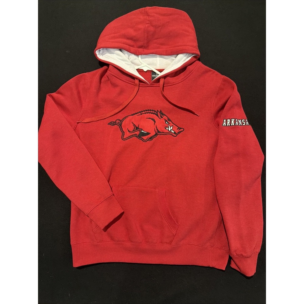 Arkansas Razorbacks Colosseum Red Pullover Hoodie Womens Large Sweatshirt